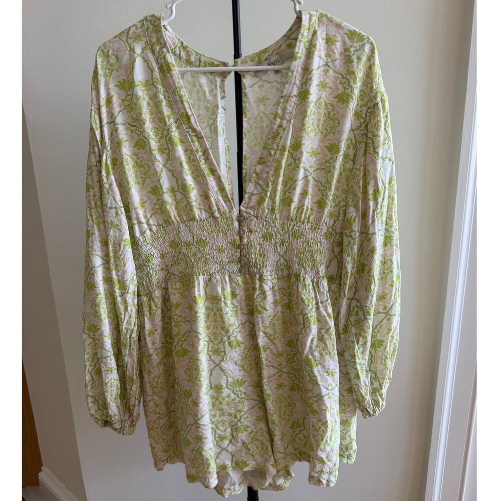 Free People Harni Floral Romper Pink and Green Size 14